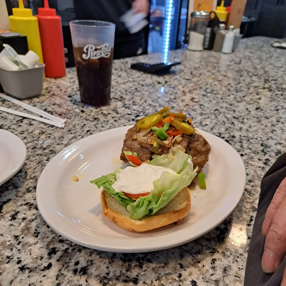 Gyro Philly Burger with Jalapeños