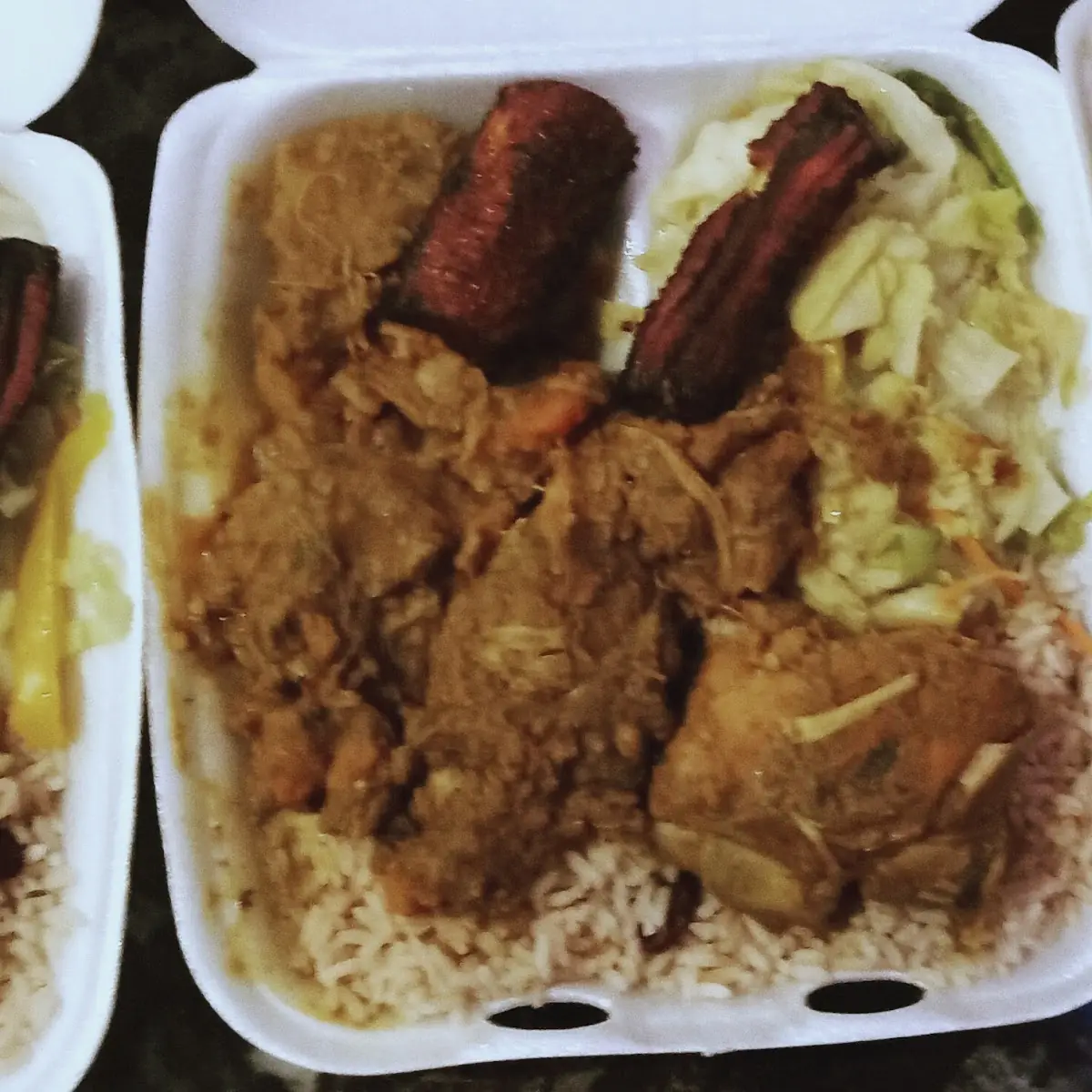 Jerk Chicken & Cabbage Curry Chicken & Curry Goat Plates