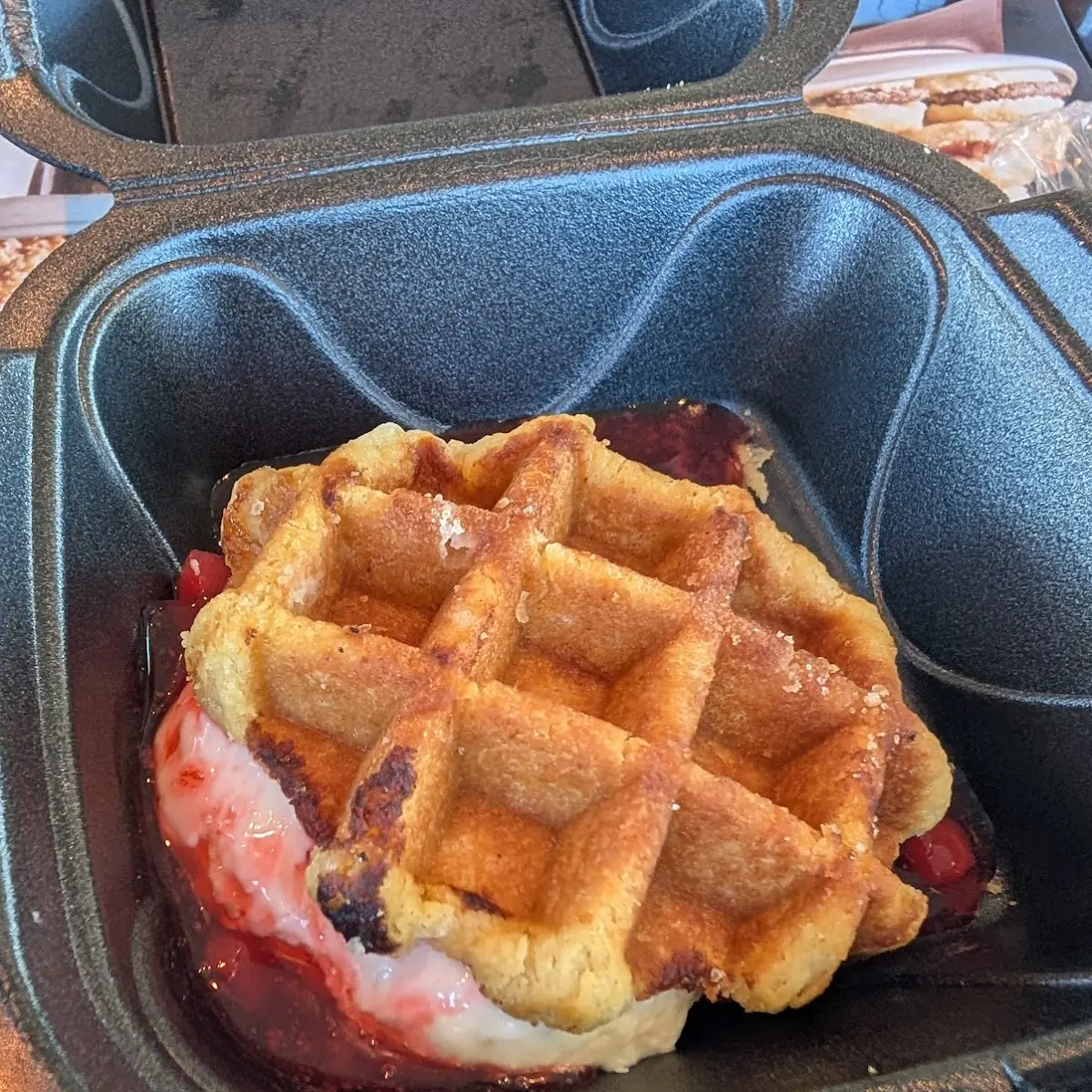 Strawberry Cheesecake Filled Waffles