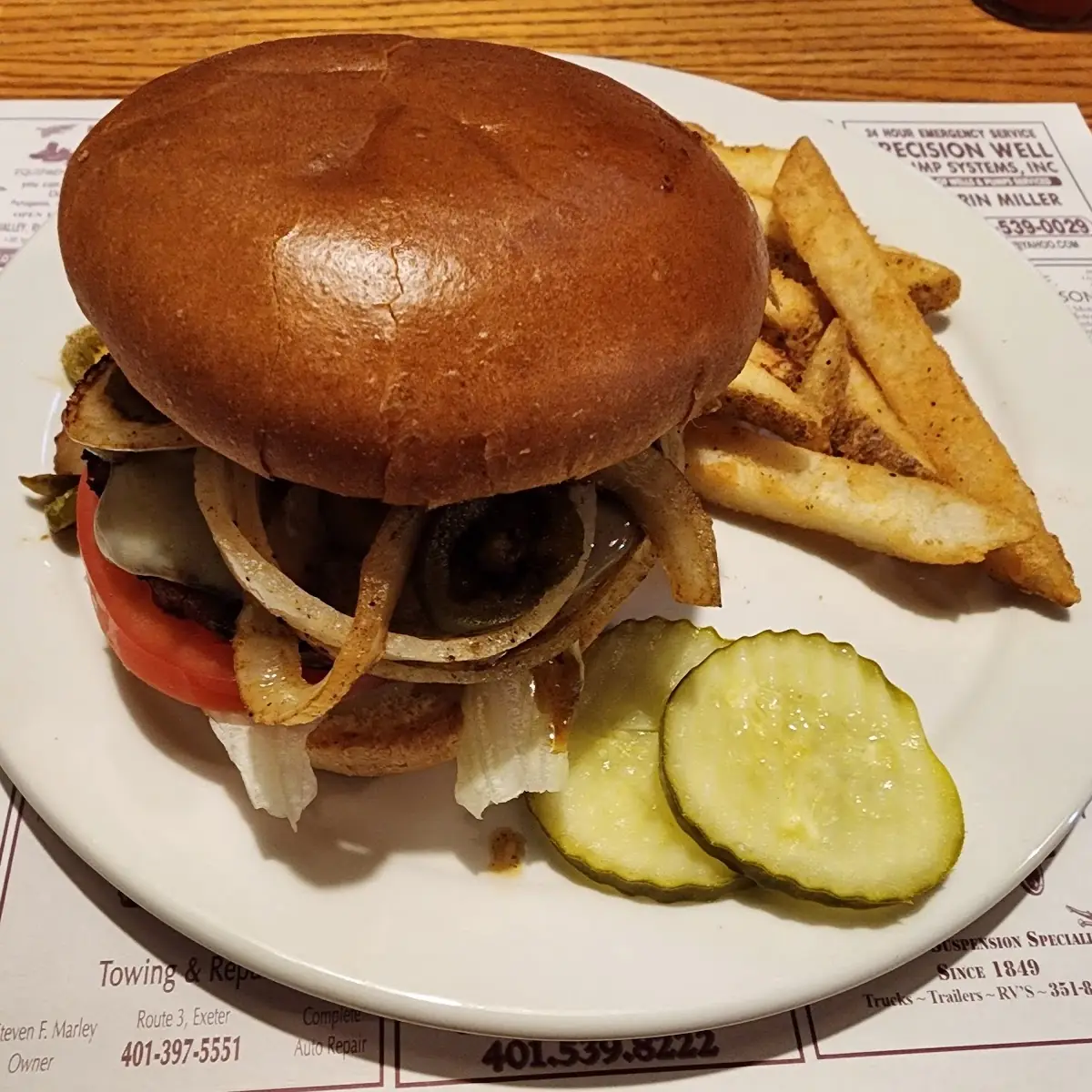 Burger and Fries with Cheese
