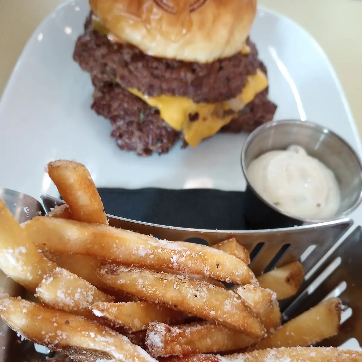 Truffle Fries with Double Cheeseburger