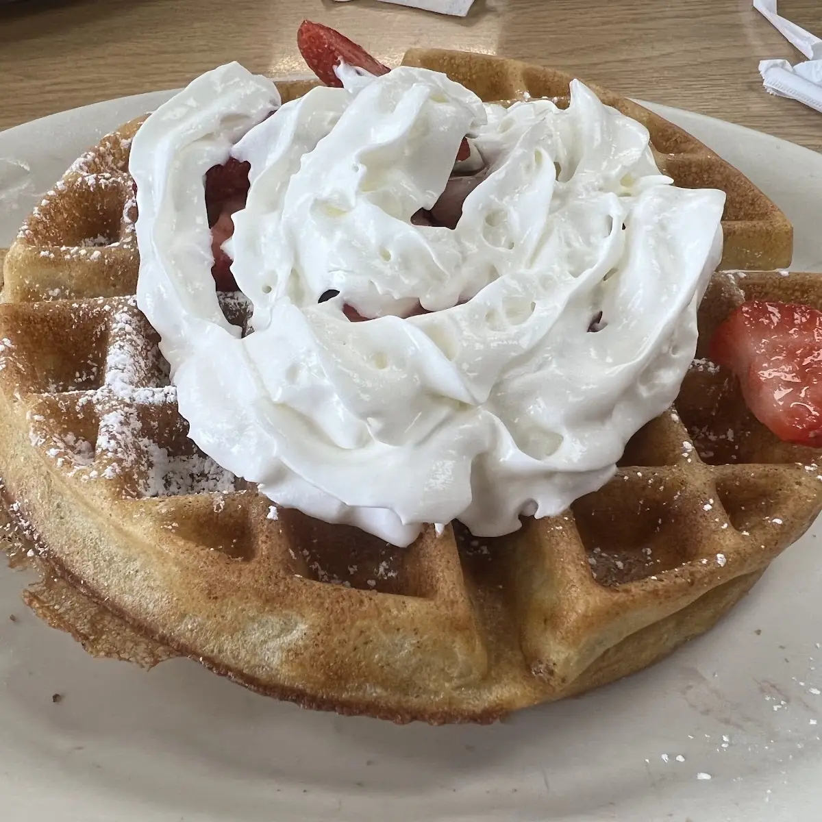 Belgian Waffle with Fruit Topping & Fresh Whipped Cream