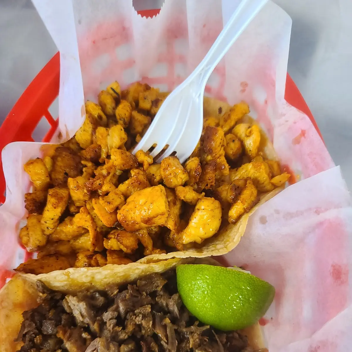 Marinated Chicken and Steak Taco