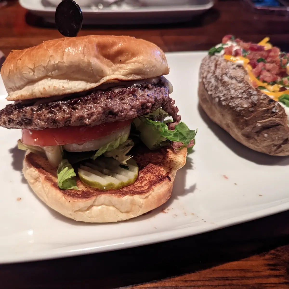 Half Pound Burger and Baked Potato