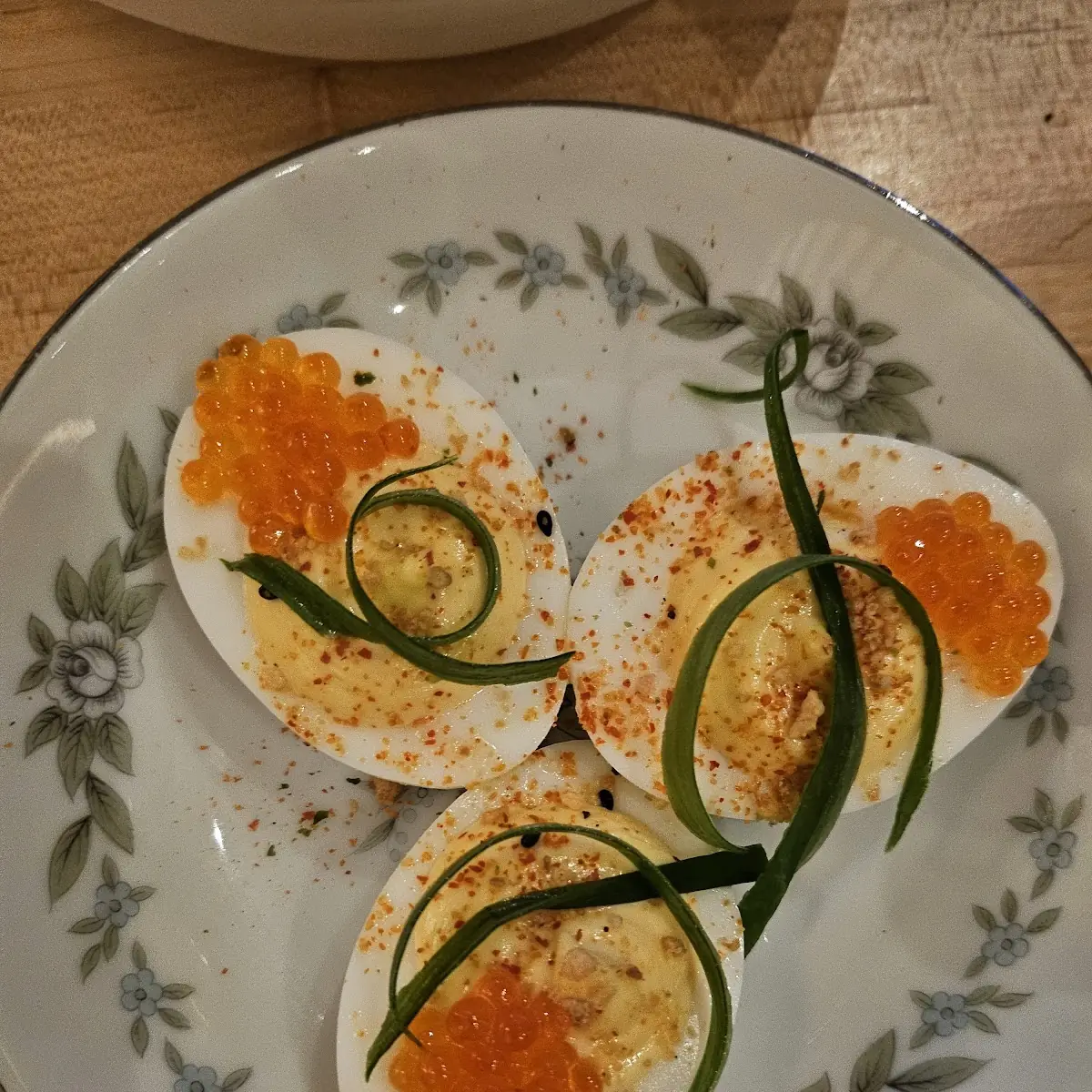 Deviled Eggs with Salmon Roe