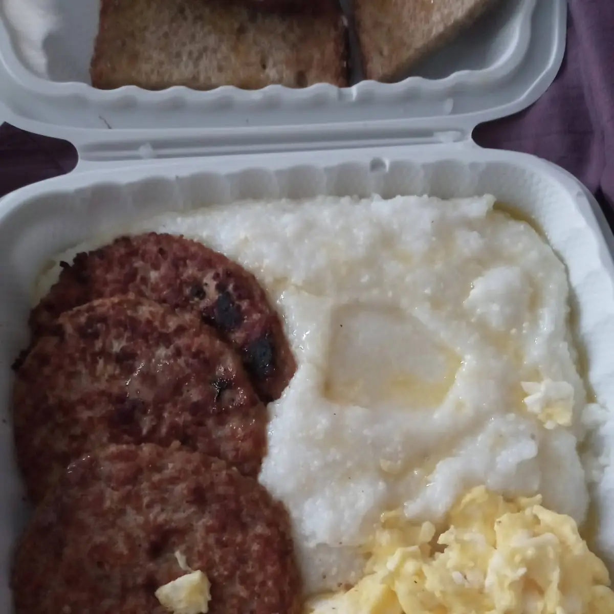 Turkey Sausage Grits and Eggs Scrambled