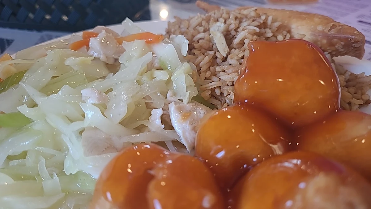 Fried Rice Chicken Balls Chop Suey and Egg Roll Combination 2
