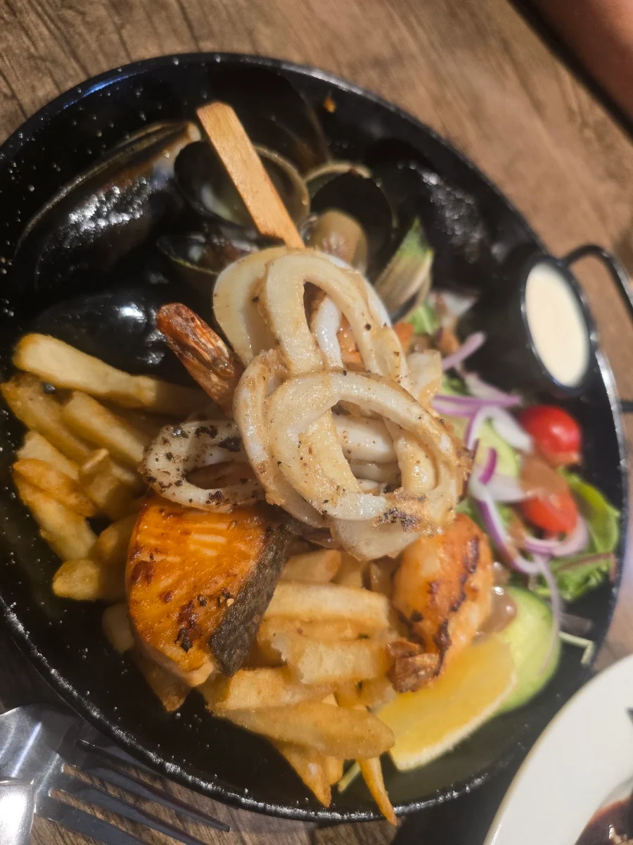 Calamari Chips and Salad, Milano's Restaurant and Pizzeria
