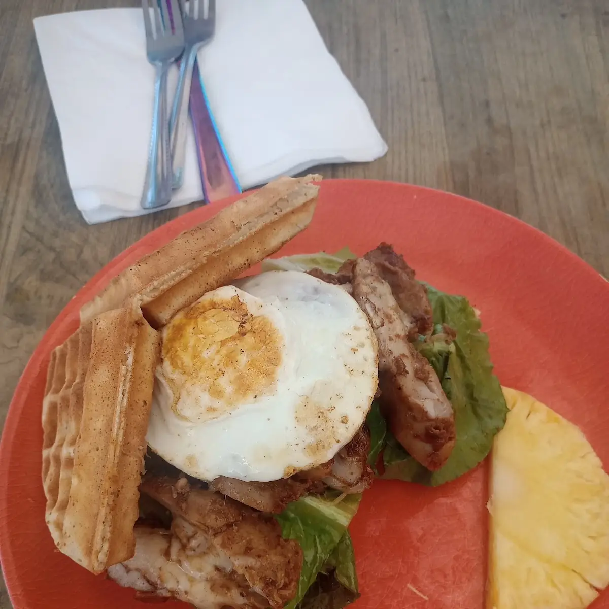 Chicken and Waffles Add over Medium Egg