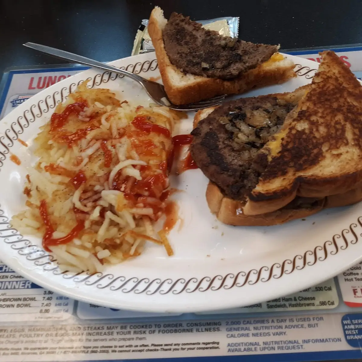 Double Patty Melt with Hash Browns