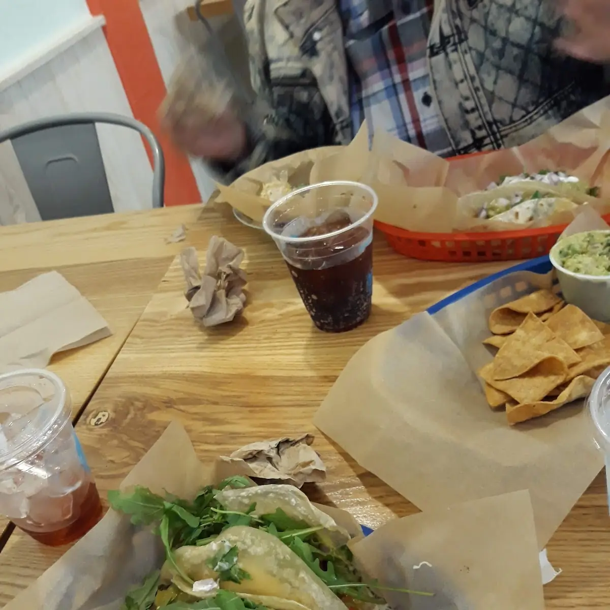 Burrito and Fresh Made Chips and Guacamole Dip