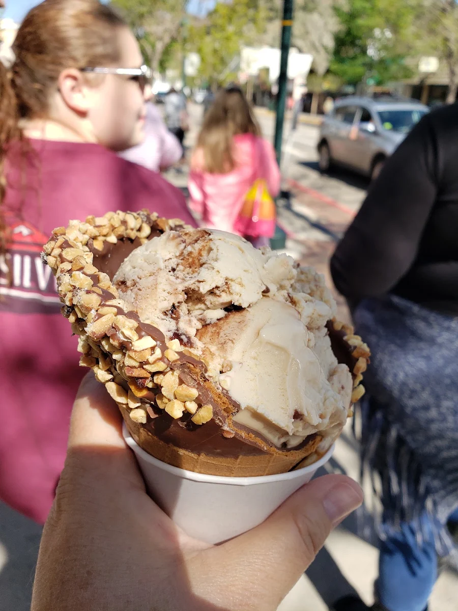 Coffee Icecream in Chocolate Dipped Waffle Cone