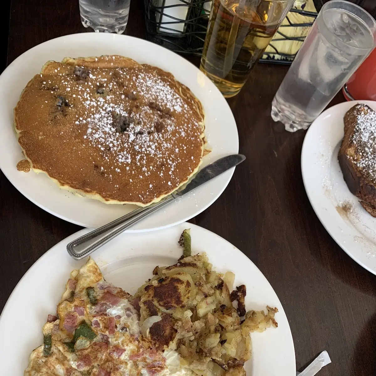 Blueberry Pancakes and Omelette