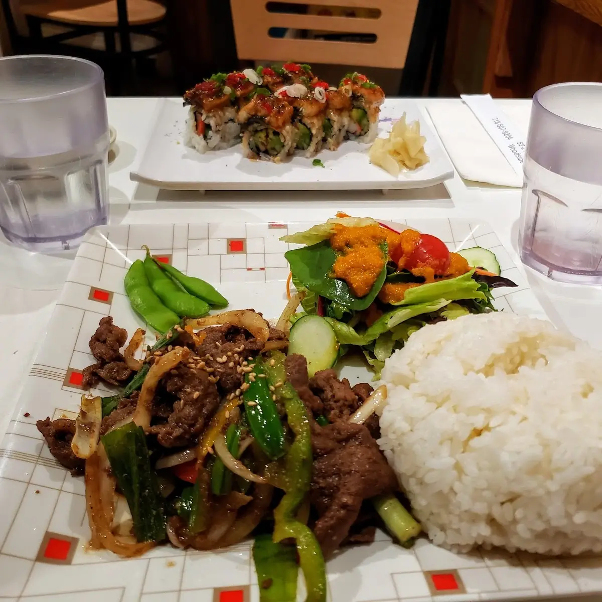 Bulgoki over Rice and Yoki Eel Roll