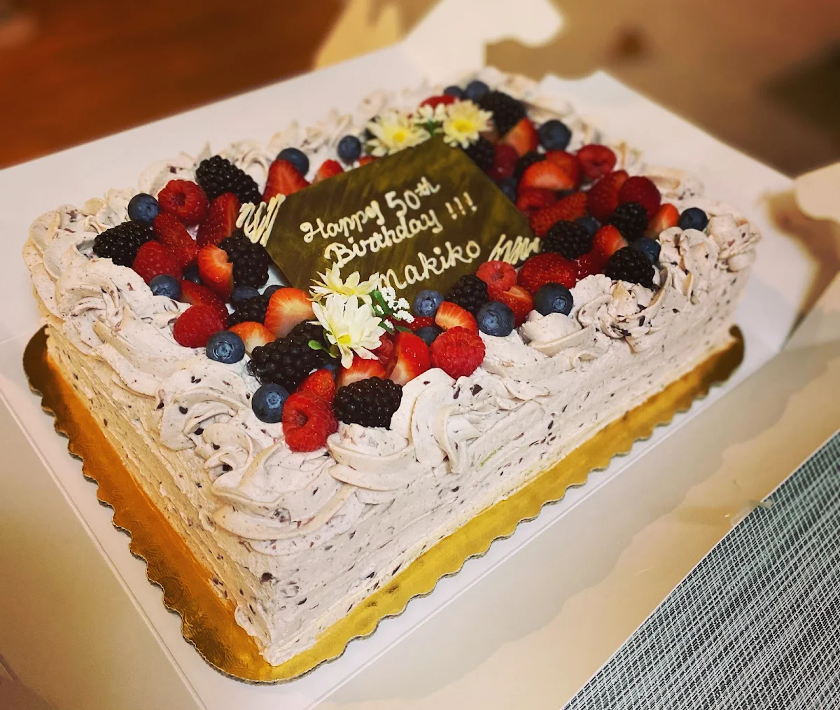 Black Sesame Cream Cake with Fresh Fruit