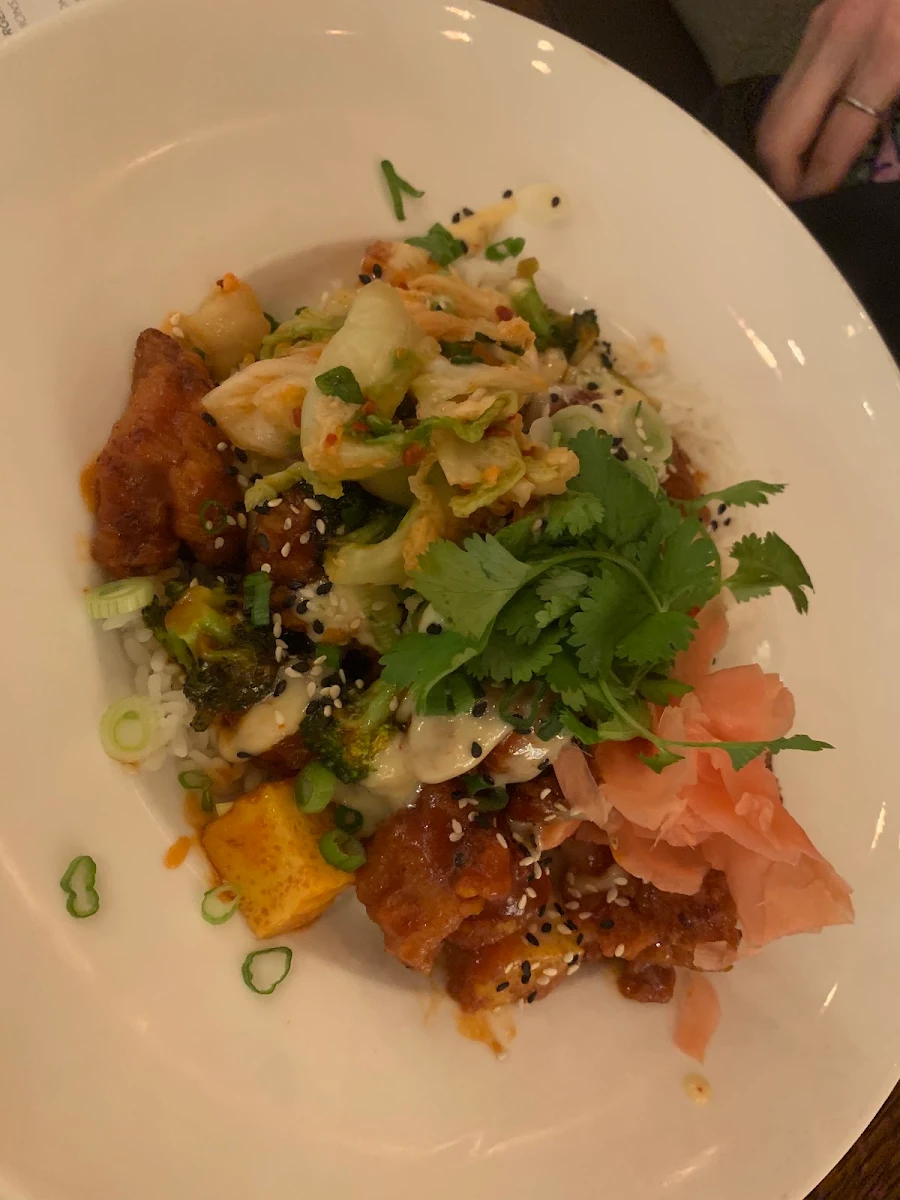 Korean BBQ Crispy Chicken Rice Bowl, Mercer Kitchen | Beer Hall