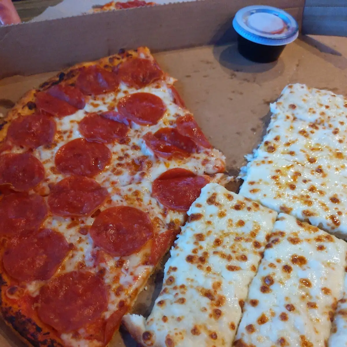 Thin Crust Pepperoni Pizza & Cheese Sticks