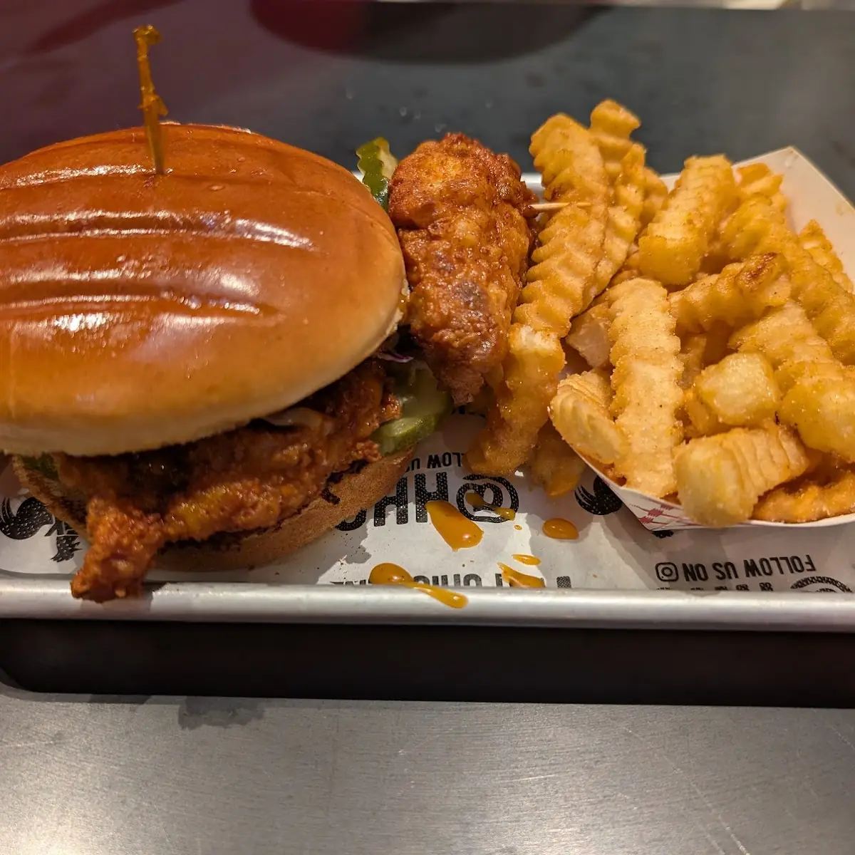 Fried Chicken Sandwich and Crinkle Fries