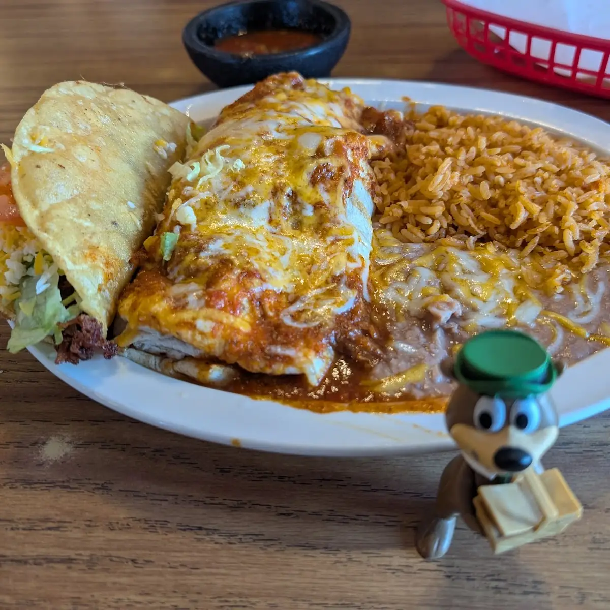 Cheese Enchilada with Rice and Beans