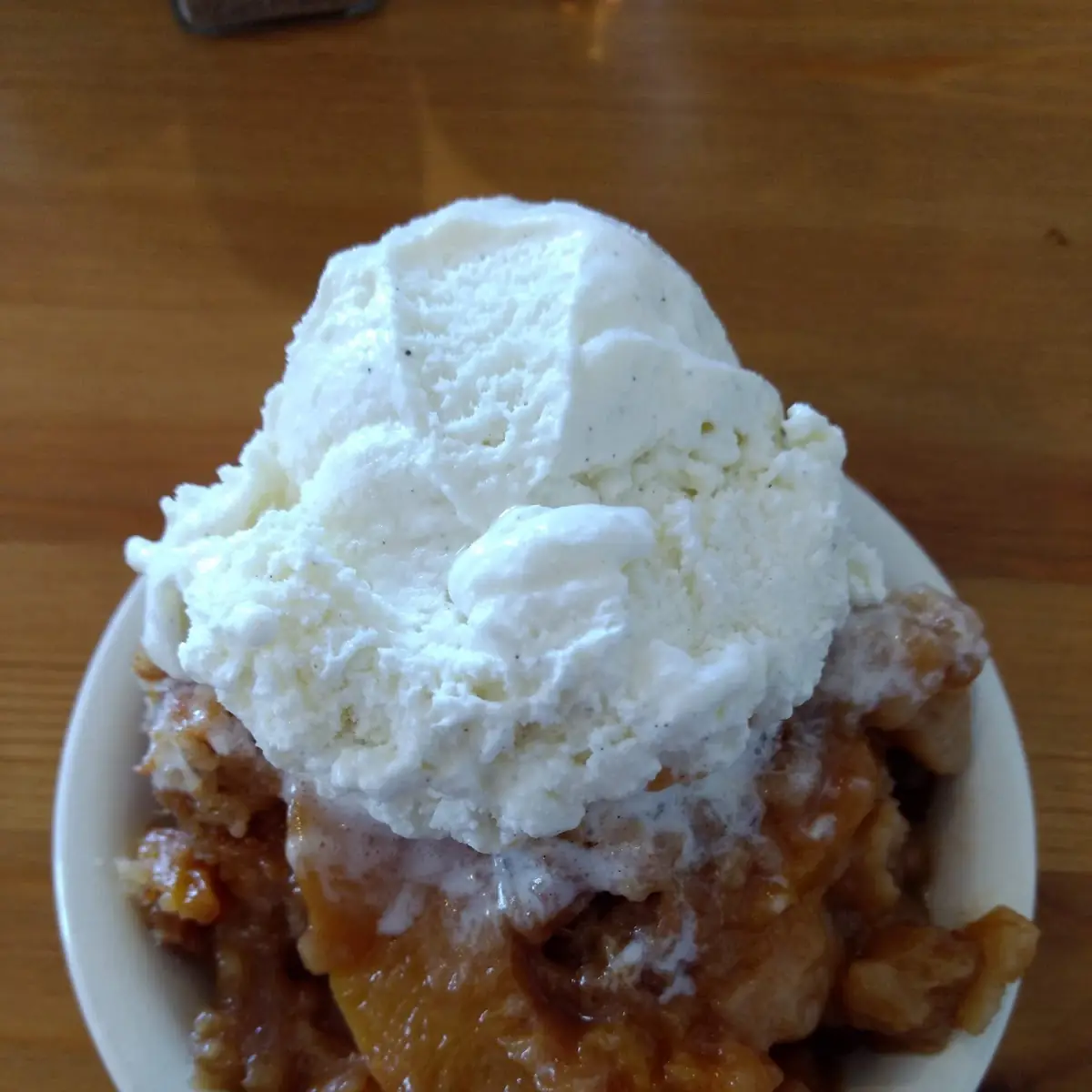 Peach Cobbler with Vanilla Bean Ice Cream