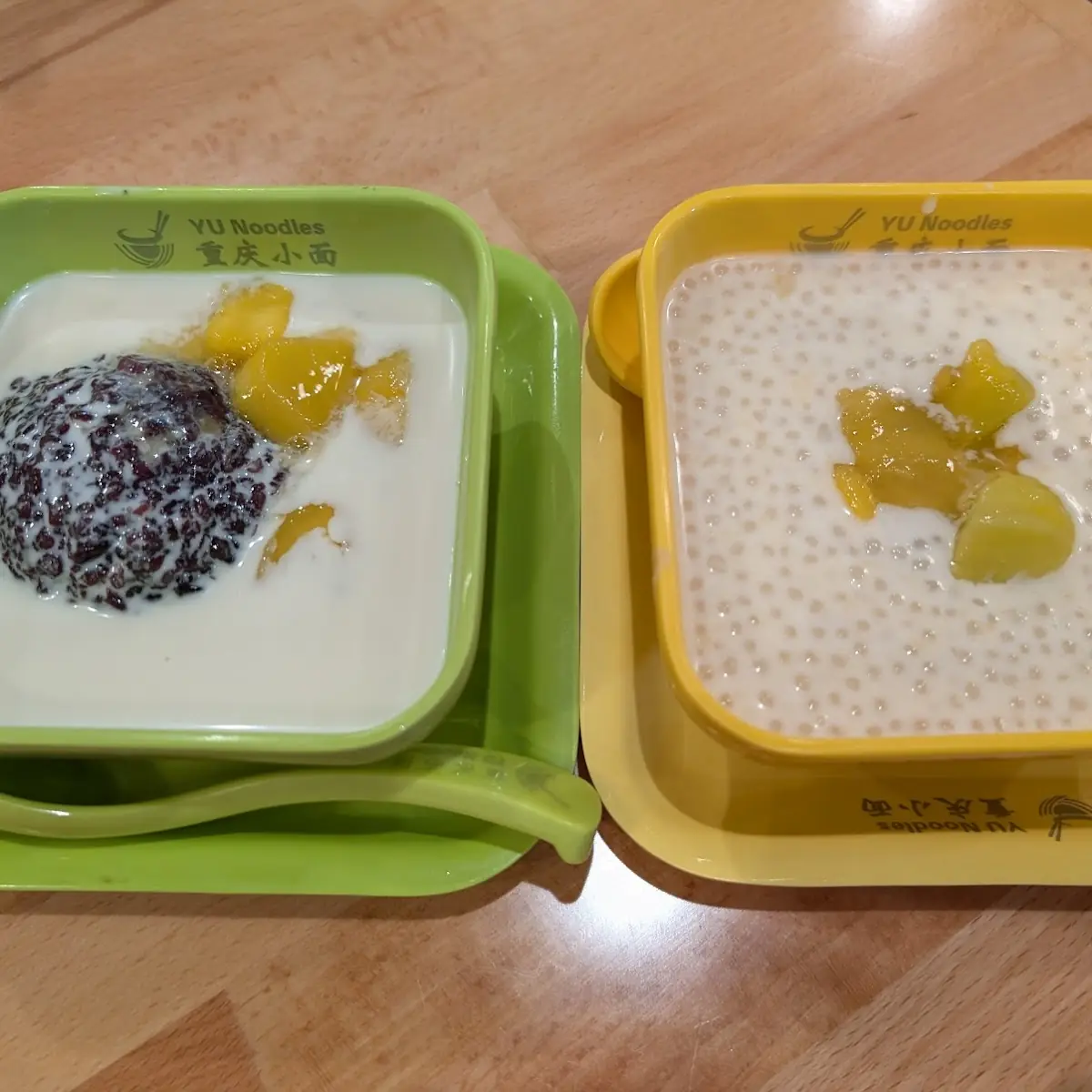 Black Sticky Rice w Coconut Milk Mango Left Mango Pomelo Sago Right