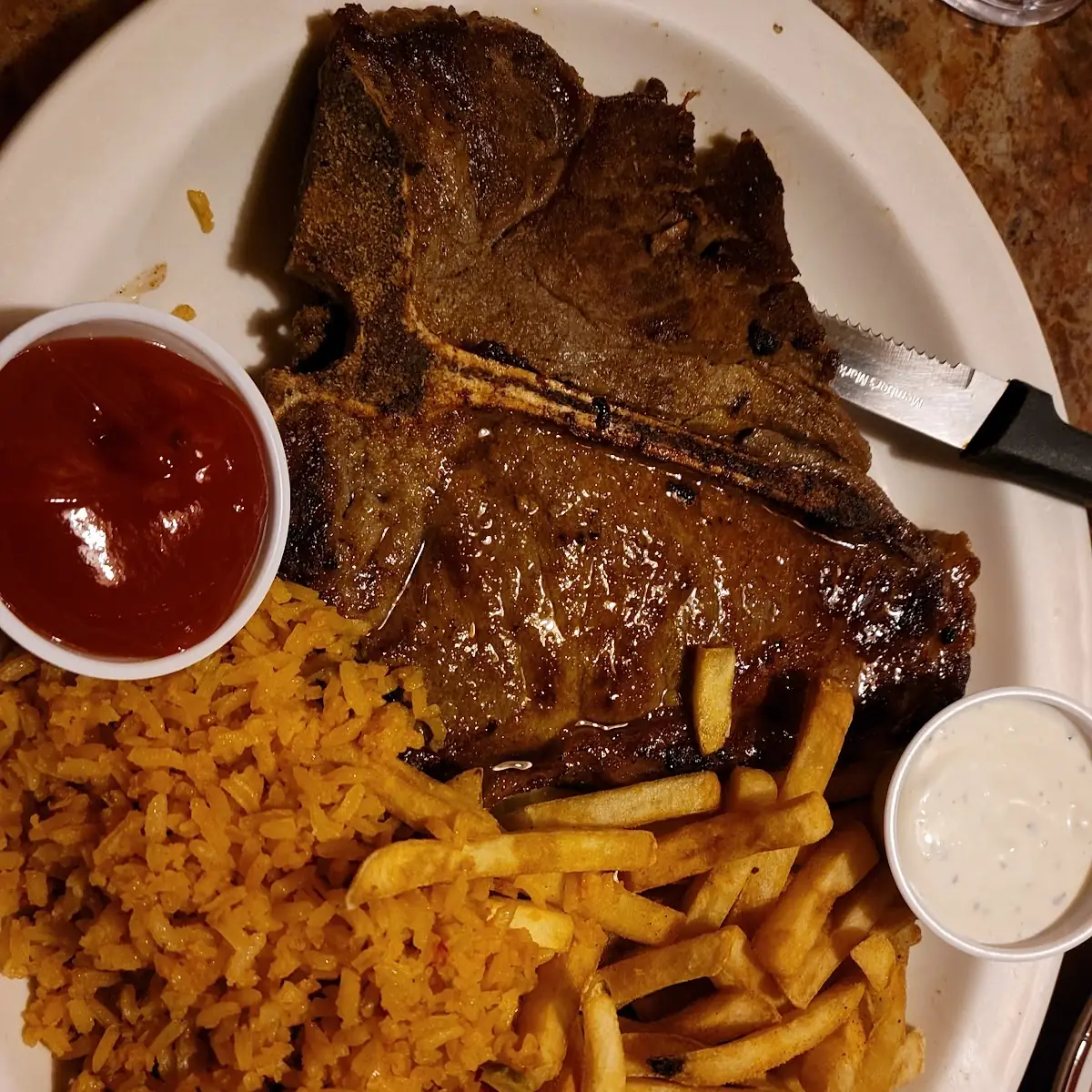 T Bone Steak Spanish Rice