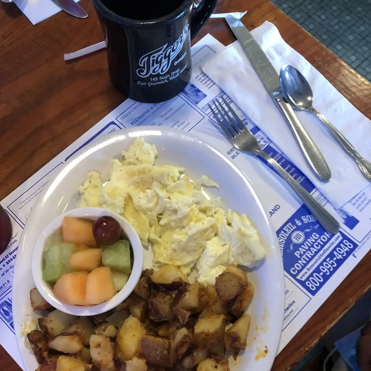 Scrambled Eggs and Hone Fries