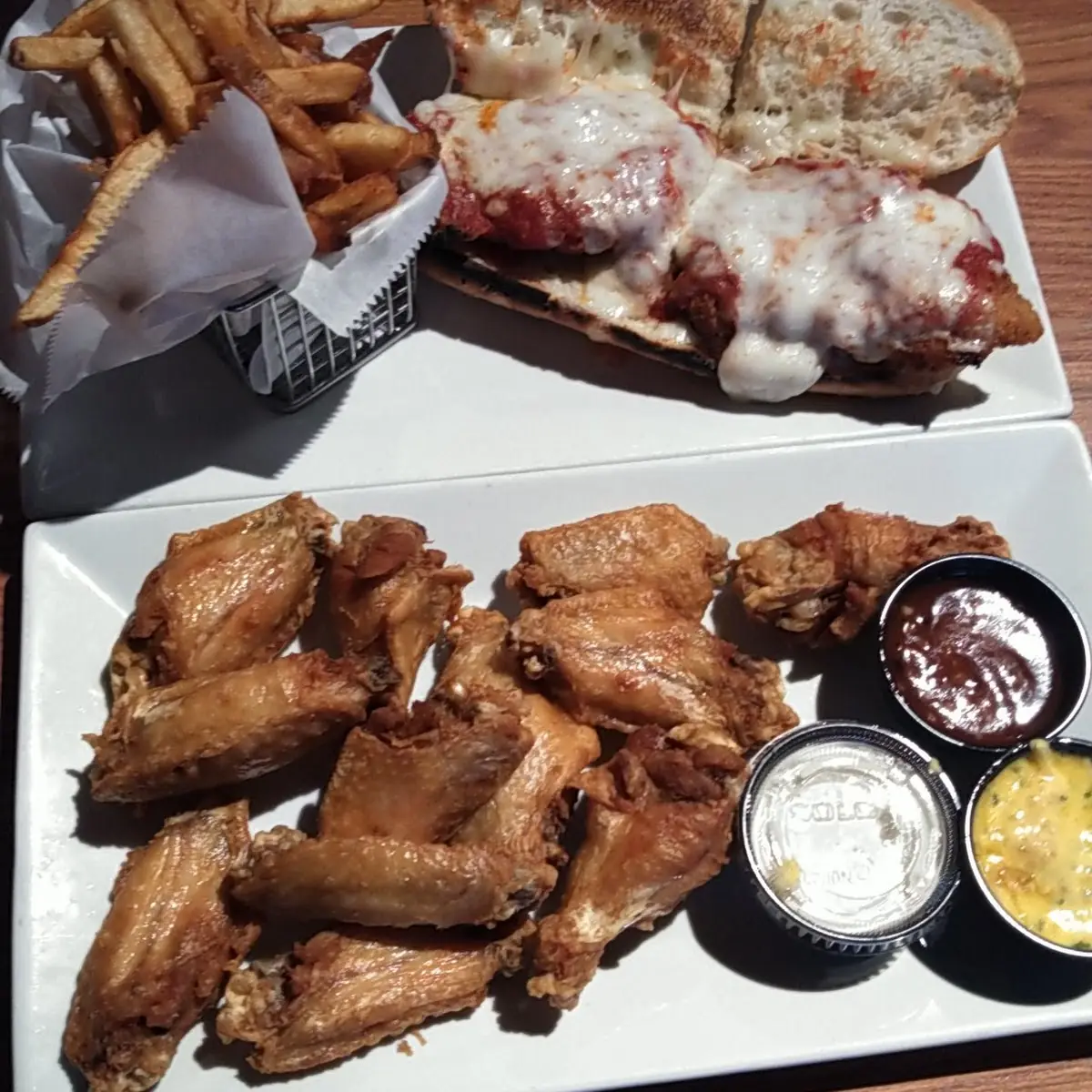 Chicken Wings and Chicken Parmesan Sub