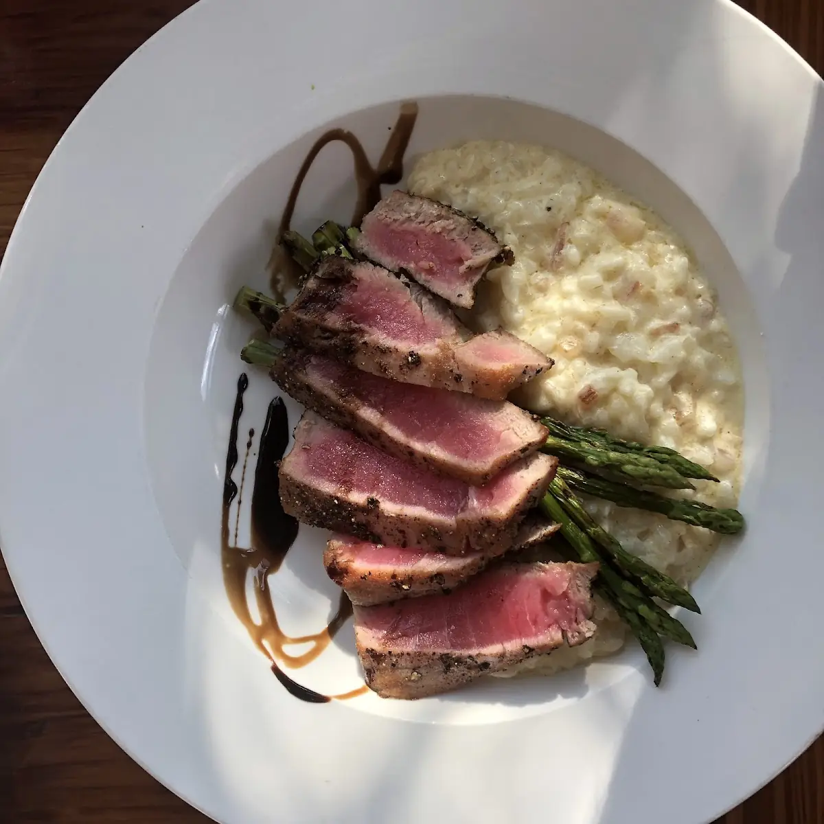Seared Ahi Tuna with Risotto and Asparagus