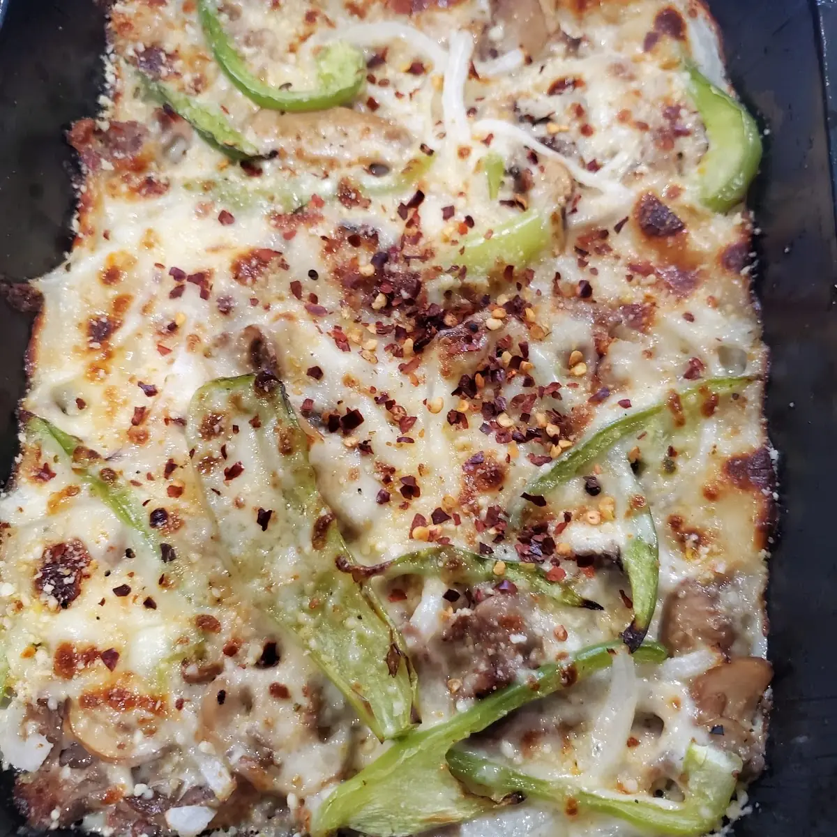 Crustless Philly Cheesesteak Pizza