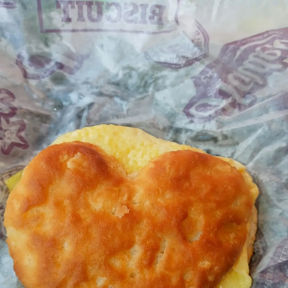 Heart Shaped Egg and Cheese Biscuit