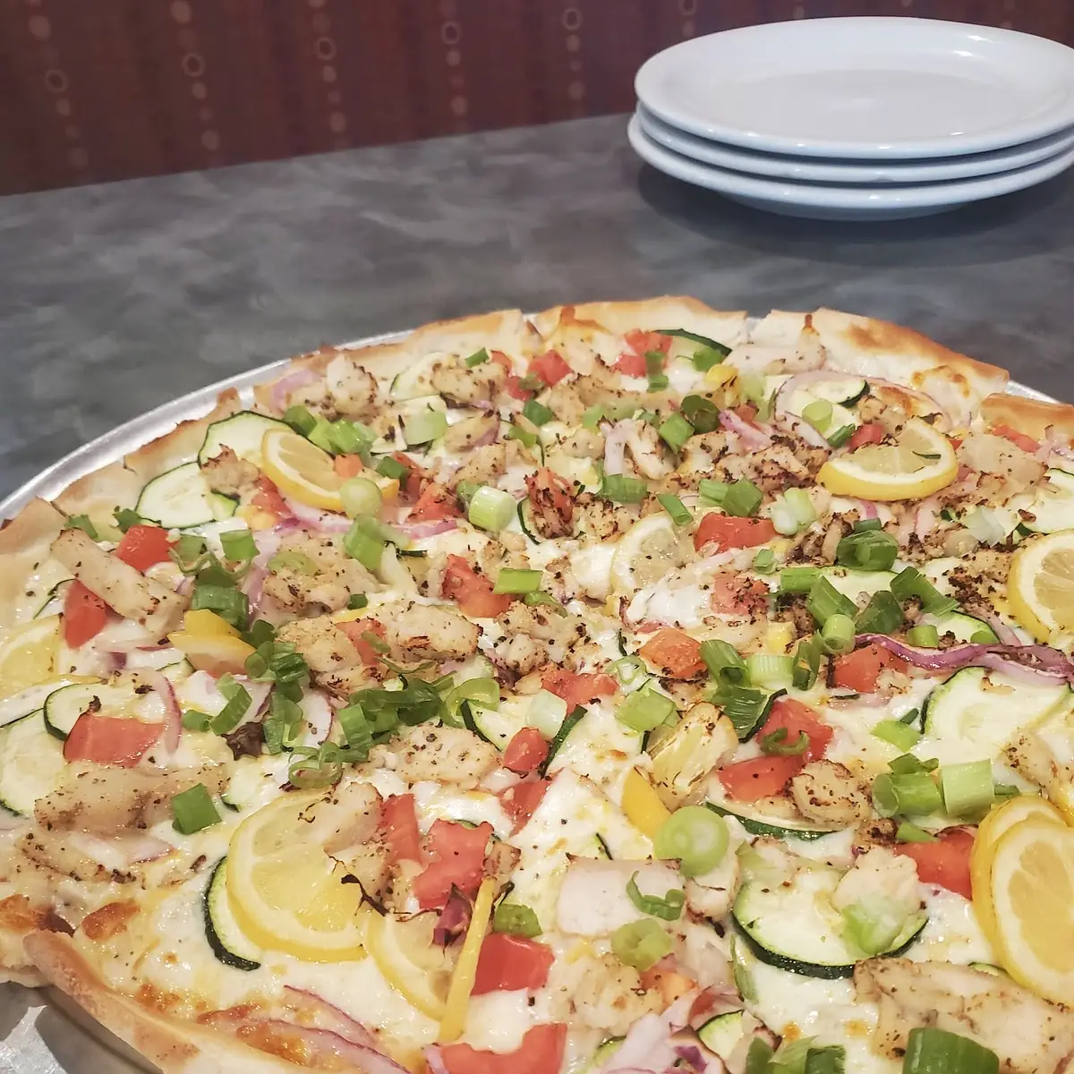 Charred Lemon Chicken Pizza