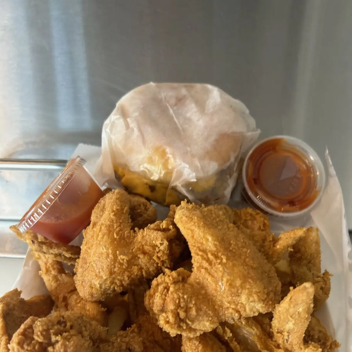Regular Wings Fry's & Double Cheeseburger