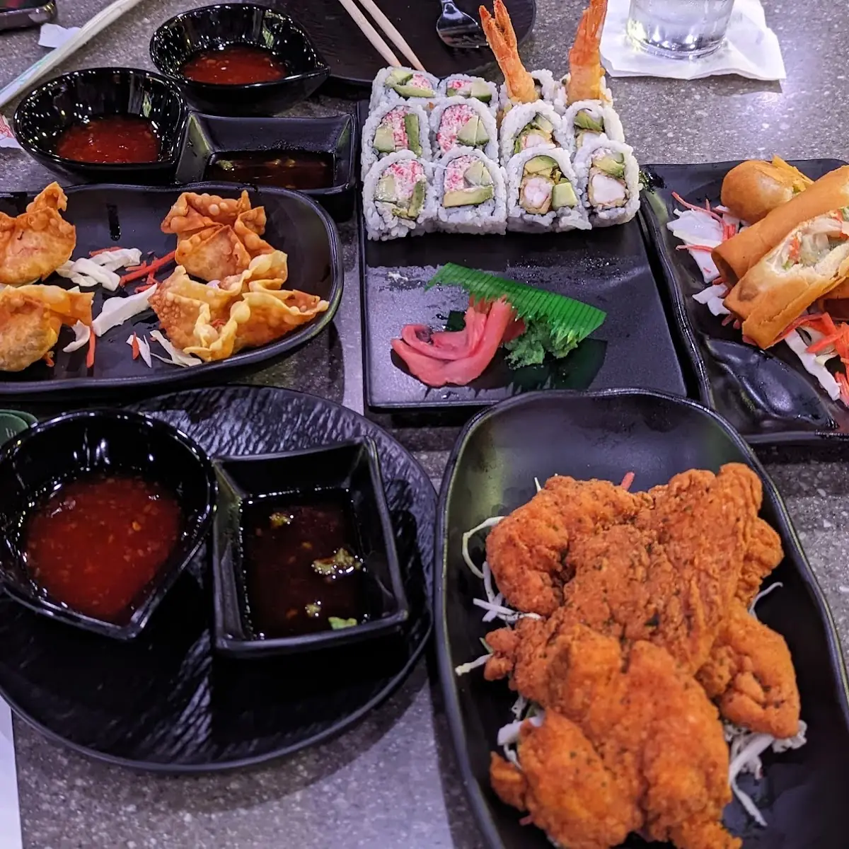 Bento Combo with Edamame Crab Rangoon Pork Egg Roll Shrimp Shumai No Substitutions