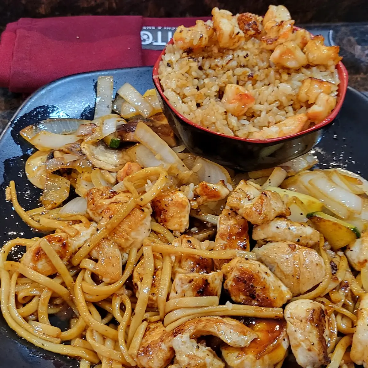 Stir Fry Chicken and Tempura Roll