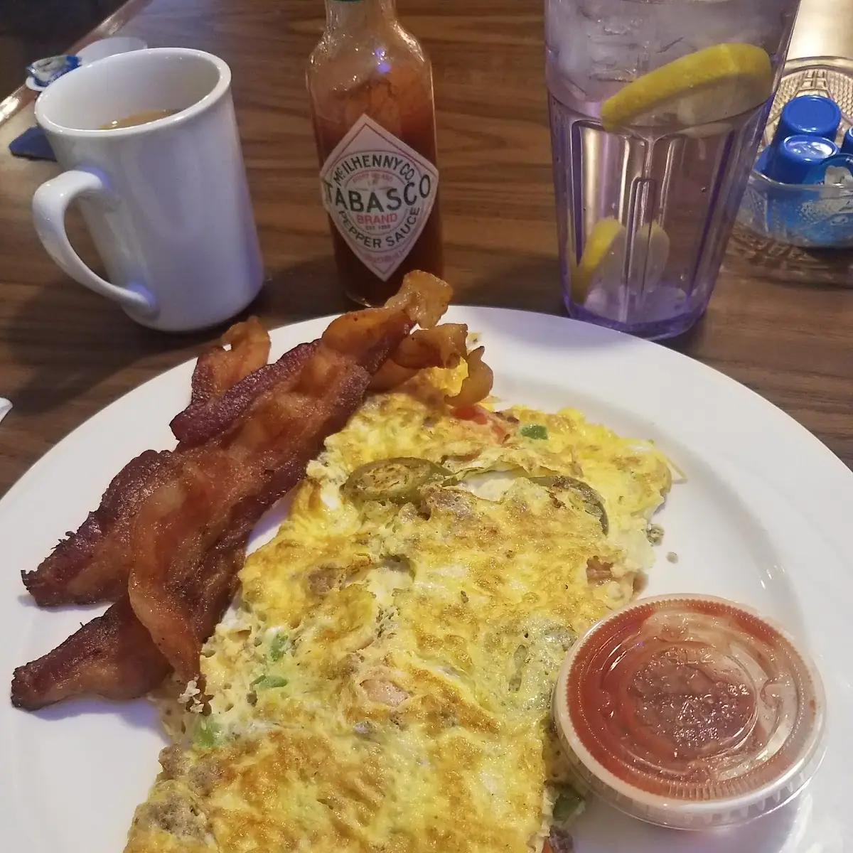 Mexican Omelette with a Side of Bacon