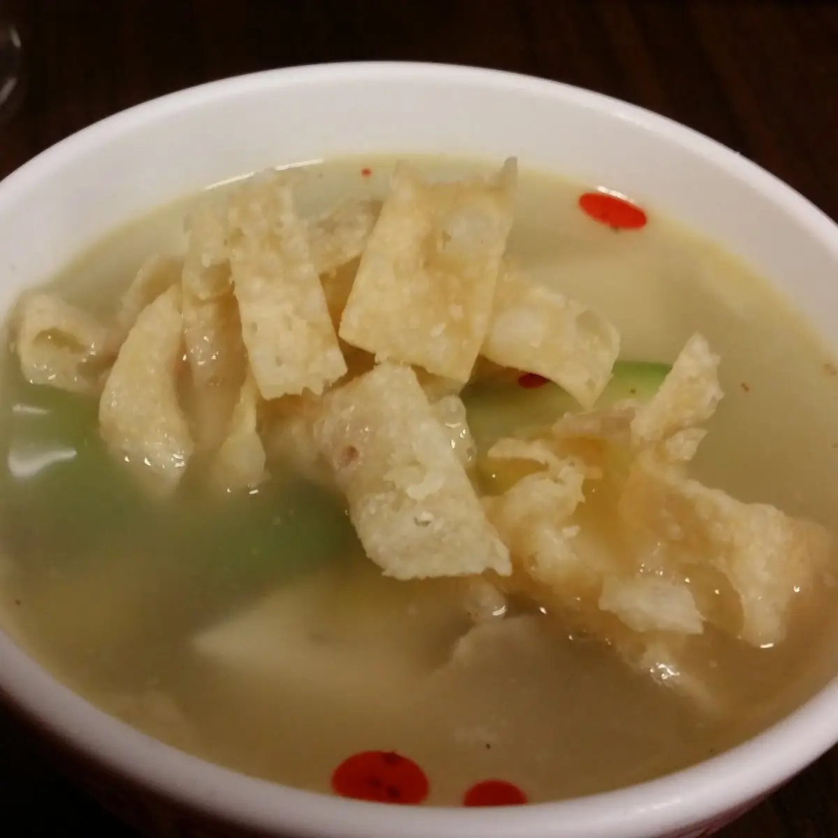 Bowl of Vegetable Bean Curd Soup with Ginger