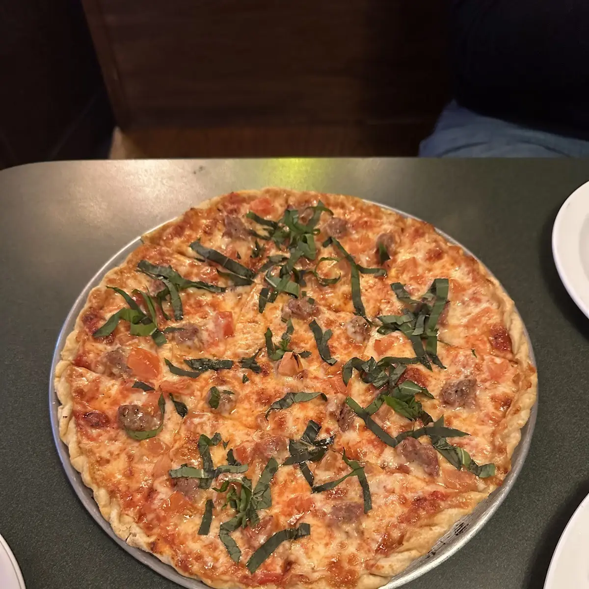 Thin Crust Sausage Tomato Pizza