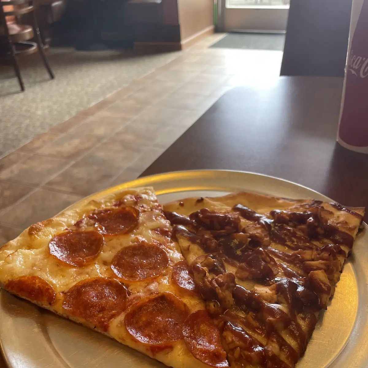 Pepperoni Pizza and BBQ Chicken Pizza