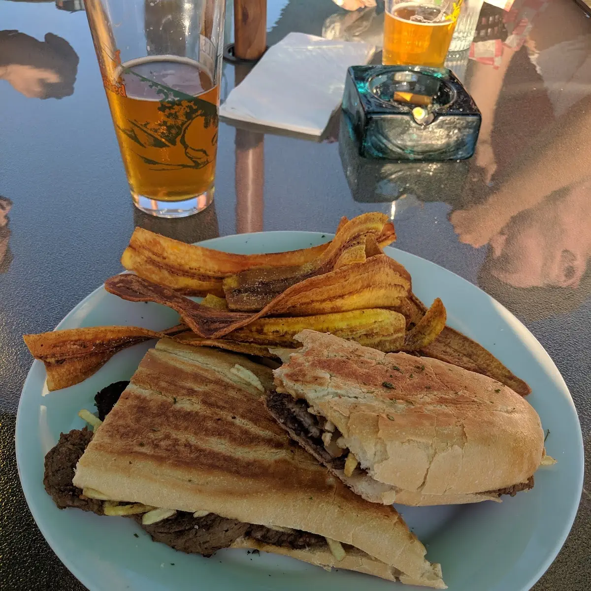 Steak Sandwich and Plantain Chips