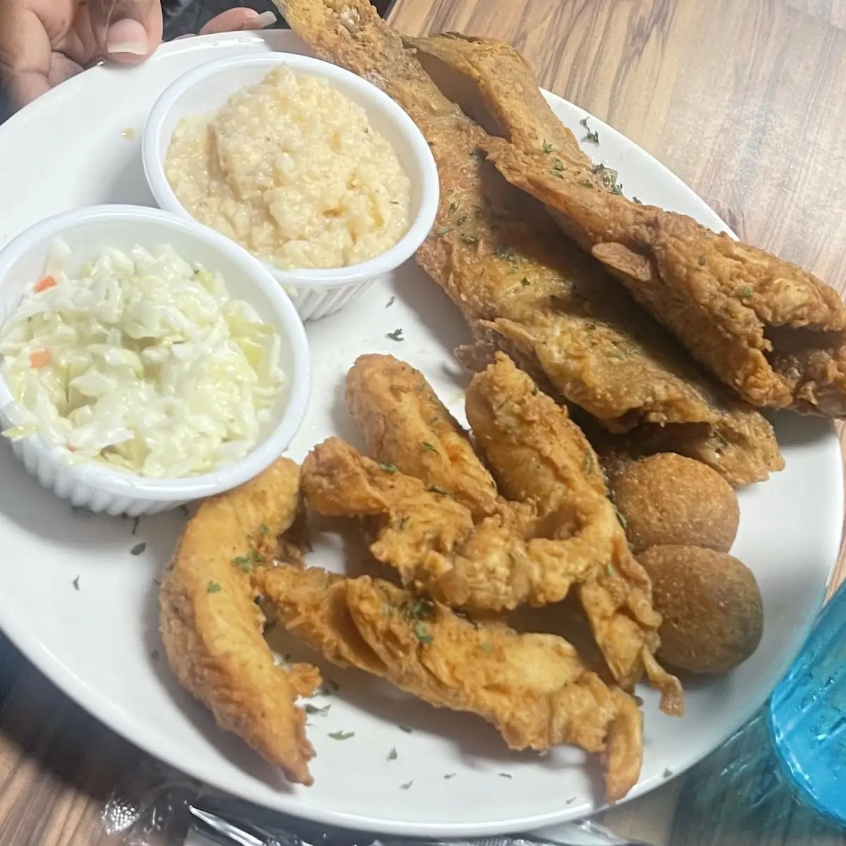Fried Catfish Cole Slaw Cheese Grits
