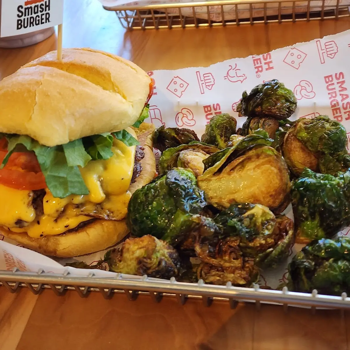 Double Classic Smash Burger with Brussel Sprouts