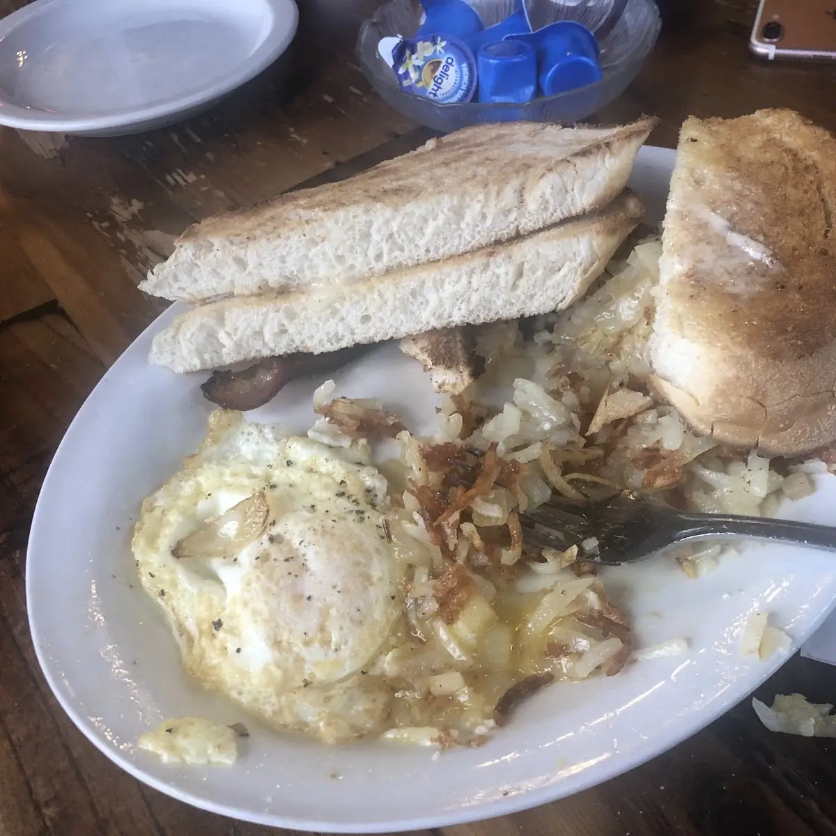 Eggs over Easy Hash Browns with Onion Crispy