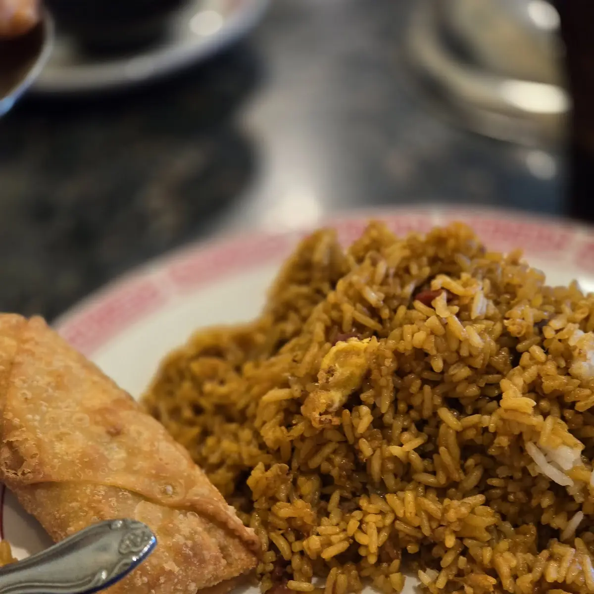 Egg Roll and Pork Fried Rice
