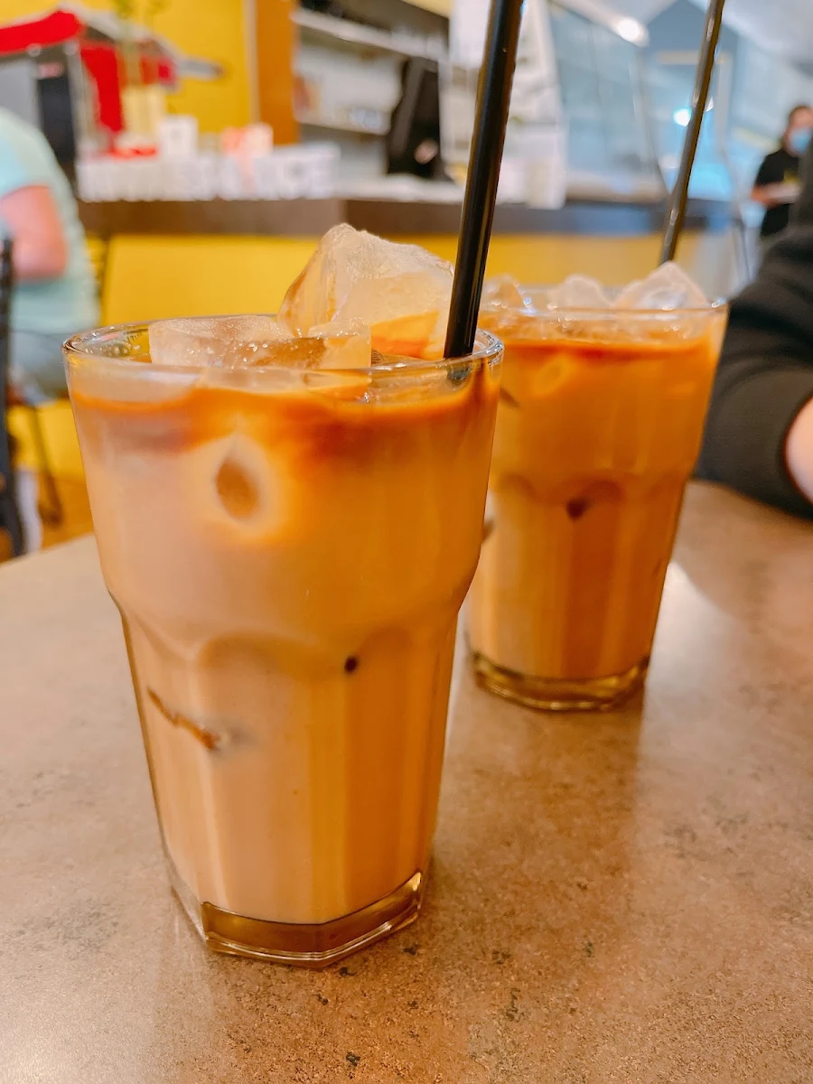 Iced Vietnamese Coffee and Condensed Milk, Noodles and Rice Restaurant
