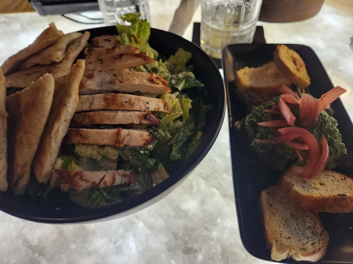 Steak Bites and Ceasar Salad with Chicken