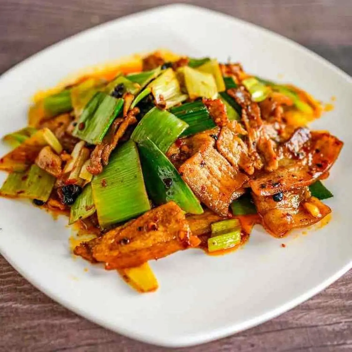 Twice-Cooked Pork w Garlic Sprouts