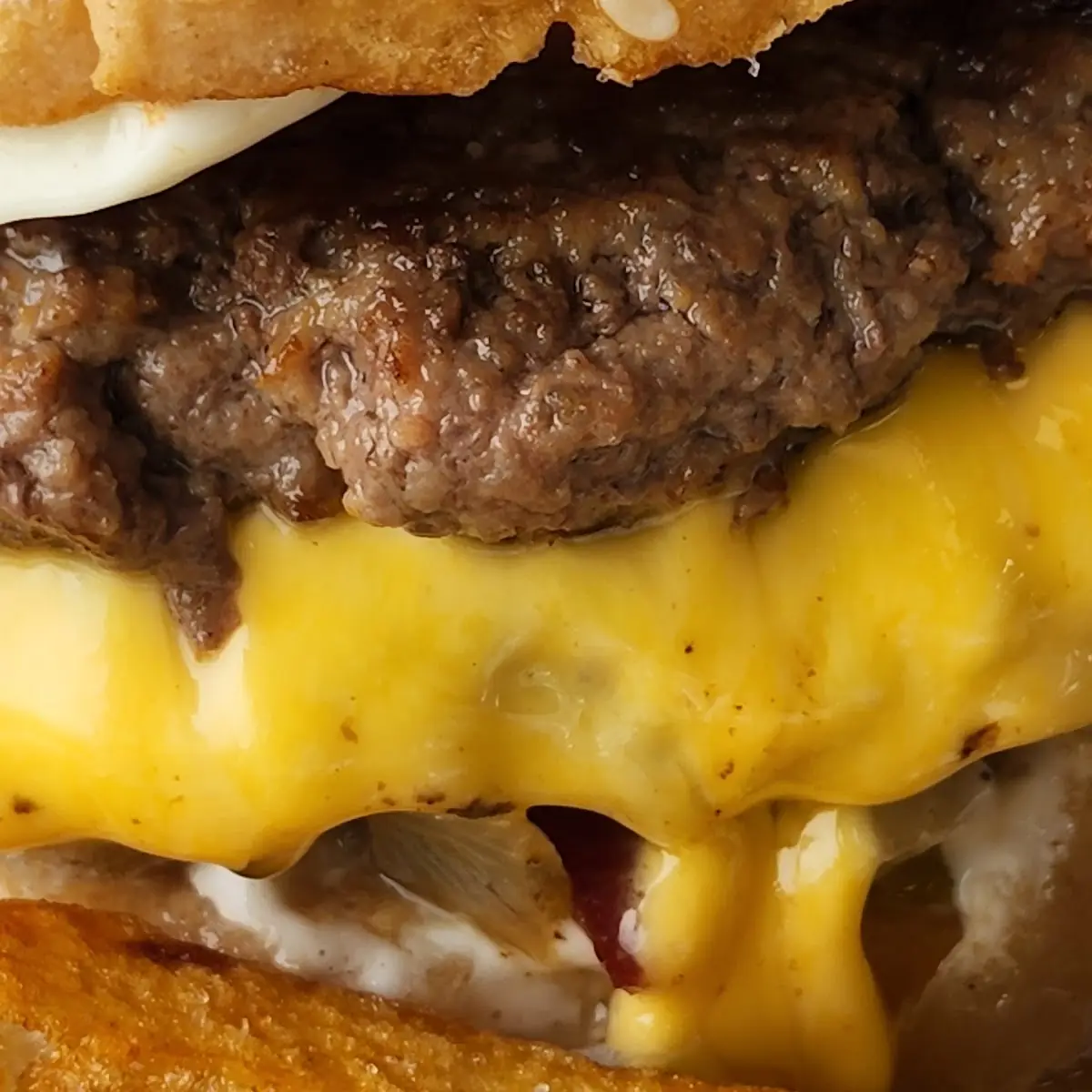 Bacon Cheeseburger with Mayo and Grilled Onions