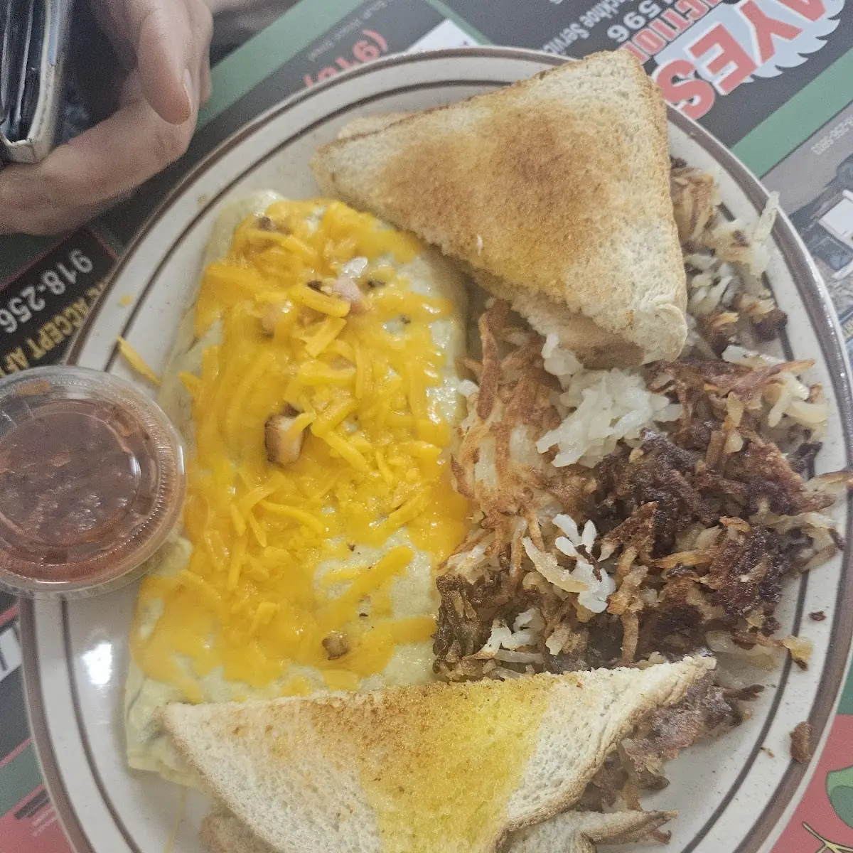 Ham and Cheese Omelette Hashbrowns