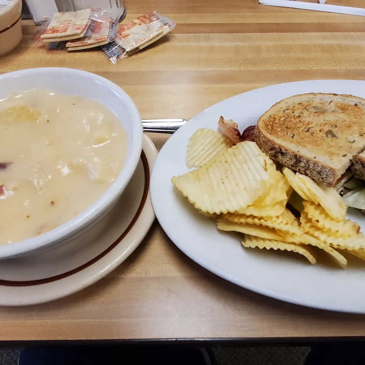 Bacon Cheddar Potato Soup & blt on Rye Bread